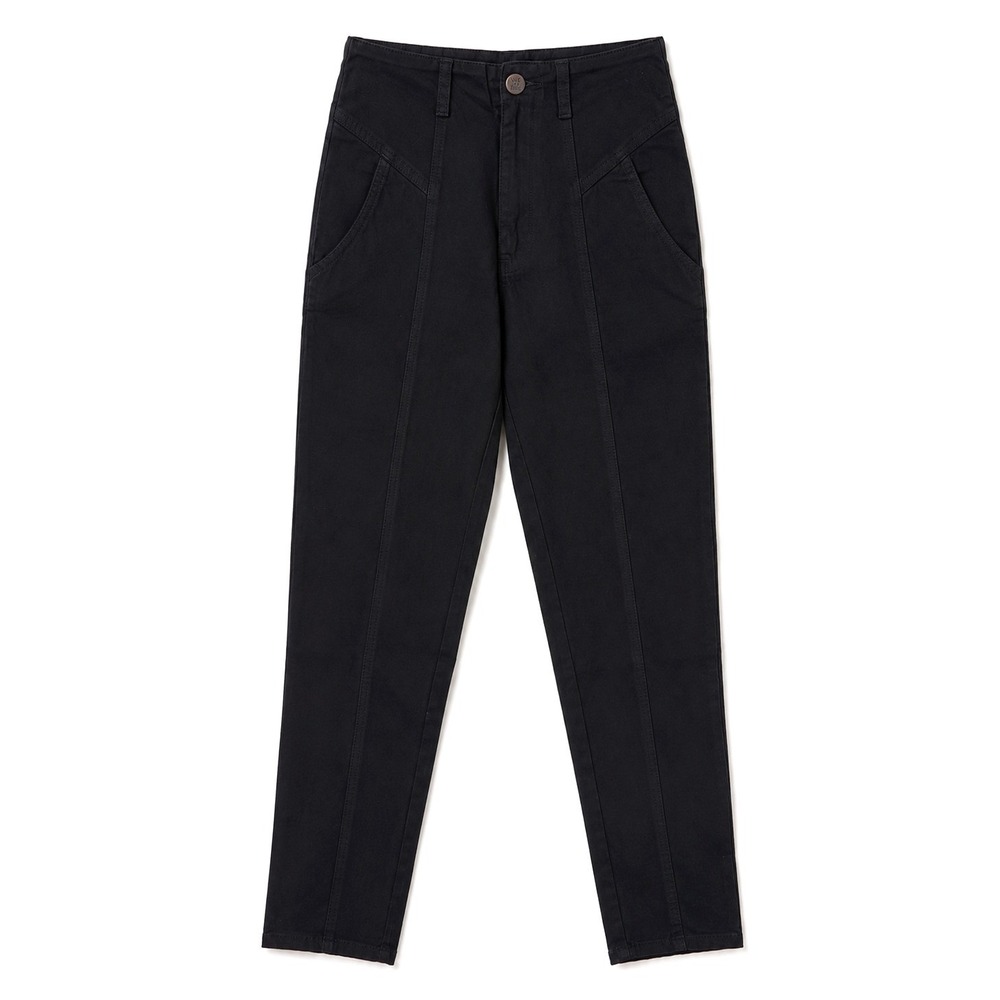 Lucy & Yak Crop Trousers Size 24 Black Organic Cotton High Waist Tapered Boho